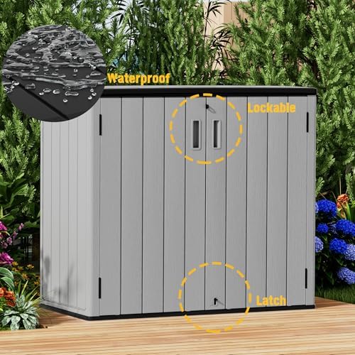Mrosaa Large Outdoor Storage Box,Resin Sheds&Outdoor Storage Waterproof/Lockable,Outdoor Storage Cabinets for Balcony,Garage,Backyard (37Cu.ft-Pale Grey) - Image 6