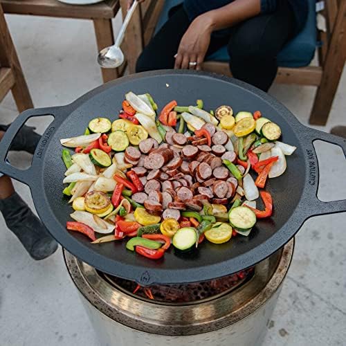 Solo Stove Large Cast Iron Wok Top, Stir Fry Pan, Cooktop for Bonfire and Yukon fire pit, Fireplace accessory, Cooking surface: 18", Depth: 2.5", Weight: 12.5 lbs - Image 5
