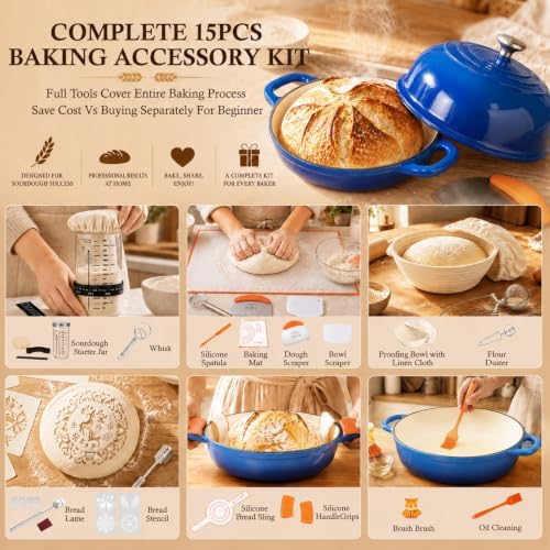 QuliMetal 5QT Enameled Cast Iron Dutch Oven for Sourdough Bread Baking - Image 4