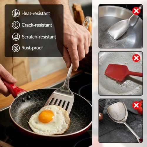 4PCS Stainless Steel Kitchen Cooking Utensils Spatula & Spoons Set - Image 6