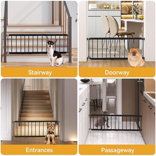 Dog Gate Indoor,18"-45" Adjustable Extra Wide Metal Short Dog Gate to Step Over, 14" Tall Small Pet Gate with 3 Extension Kits, Pressure Mounted for Doorways & Stairs Black - Image 5