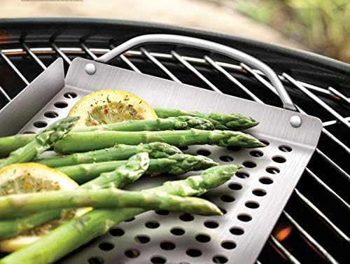 Outset 76631 Stainless Steel Grill Topper Grid, 11"x7" BBQ Pan With Handles - Image 2