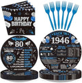 96Pcs 80th Birthday Decorations for Men Women Serves 24 by Greencian