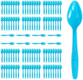 Light Blue Plastic Spoons Heavy Duty, Disposable Party Supplies 104 PCS by FUEVING