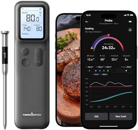 ThermoMaven Smart Bluetooth Wireless Meat Thermometer with WiFi App by ThermoMaven