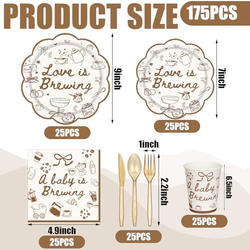 Zubebe 175 Pcs Love Is Brewing Bridal Shower Decorations Plates Napkins Cup - Image 2