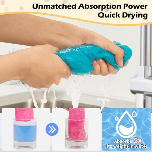 FIXSMITH Microfiber Cleaning Cloth, 20 Pack Cleaning Rags, Cleaning Towels for Housekeeping, Kitchen, Car, Lint-Free, Reusable Shop Towels with 5 Colors (Green/Blue/Yellow/Orange/Pink), 12"X12" - Image 5