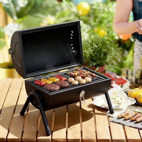 Royal Gourmet CC1015W Portable Charcoal Grill, Wooden Handle, for Camping - Image 3