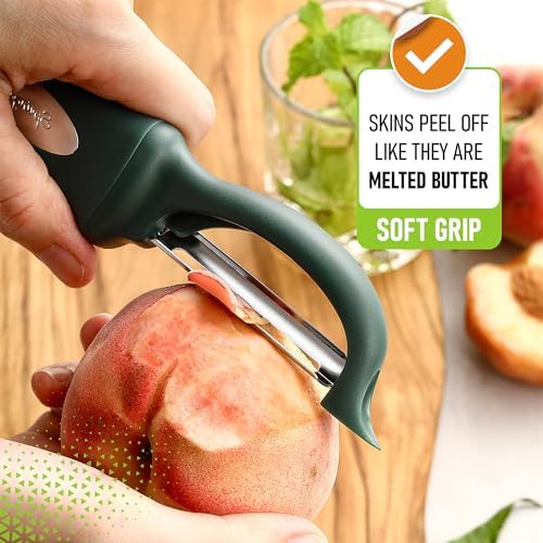 Spring Chef Swivel Potato Peeler w/Soft Grip Handle, Set of 2, Pine Green - Image 6