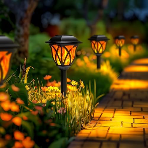 GIGALUMI Solar Lights Outdoor Waterproof, 8 Pack Flickering Flame LED Light - Image 6