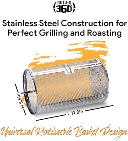 ROTO-Q 360 Cordless Rotisserie Kit w/Tumble Basket - Stainless Steel, Non-Electric - For Grills, Ovens, Smokers - Gas/Charcoal BBQ, Kamado Joe, Green Egg, Kettle - Indoor/Outdoor Use - Image 4