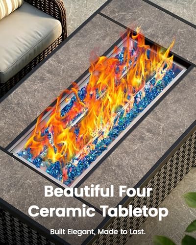 Ciays 43″ Fire Pit Table, with Ceramic Tabletop for Outside Patio & Party - Image 3