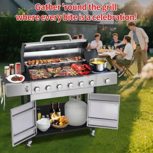 6-Burner Propane Gas Grill and Griddle Combo with Side Burner - Image 7