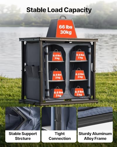 VEVOR Folding Camping Storage Cabinet, Outdoor Portable Lightweight Table - Image 5