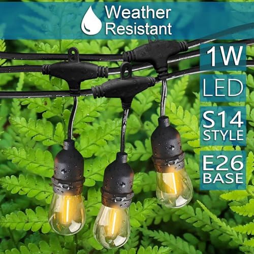 Banord Outdoor String Lights 105FT, S14 Waterproof Patio Lighting, Black - Image 3