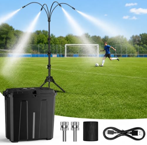 Ausic Portable Misting System with Stand, Water Cooling Misters Set for Outside Patio - 9L Bucket Built-in 10000mAh Battery & PCS Pump & Timer for Outdoor, Canopy, Sport, Golf, Beach, Greenhouse, Camp by Ausic