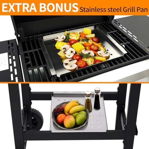 3-Burner Propane Gas Grill with Cast Iron Grate - 30000 BTU Output & Easy-Clean Grease Management for Perfect BBQs (3-Burner) - Image 4