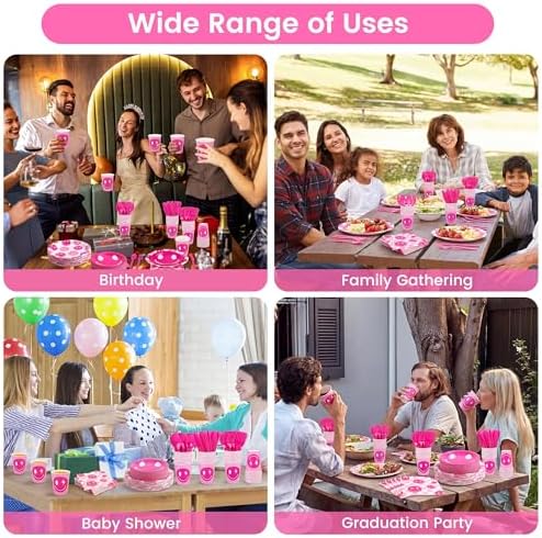 Kochorie 350 PCS Preppy Smiley Face Party Supplies Set for 50 Guests Includes Preppy Party Plates Cups Napkins Utensils for Birthday, Smiley Face Theme, Preppy Party Decorations Disposable Tableware - Image 5