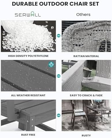 SERWALL HDPE Outdoor Dining Table and Chairs Set for 4 - Image 5