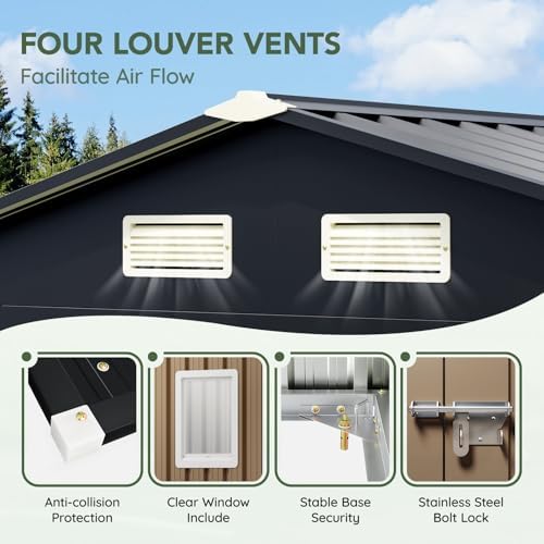 10 x 8 FT Storage Shed with Floor Frame for Backyard, Brown - Image 5