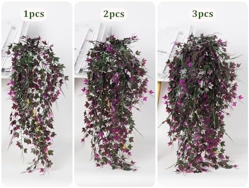 RECUTMS Artificial Hanging Plants Fake Ivy Plant Fuchsia Faux Hanging Vine - Image 3