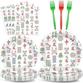 96PCS Mahjong Party Paper Plates and Napkins Mahjong Party Decorations Mah Jong Disposable Tableware Dinnerware Set for Mah-jong Birthday Gatherings Decorations by Oitnlaughter