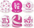 60Pcs Volleyball Plates 7" Pink Volleyball Sports Paper Plates by Greencian