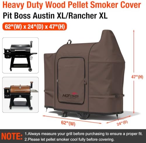 Foldable Grill Cover for Pit Boss Austin XL/Rancher XL, Waterproof 600D Heavy Duty Wood Pellet Smoker Cover, Fade＆Tear Resistant Pellet Grill Cover for 1000S/1100 Pro,Coffee - Image 5