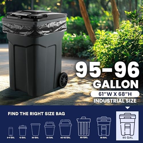 Plasticplace 95-96 Gallon Heavy Duty Trash Bags, Garbage Bags, Puncture-Resistant, Fits Rollaway Cans & Drums, Durable Large Plastic Bags (50 Count) - Image 3