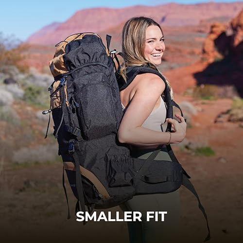 Teton 65L Scout Internal Frame Backpack for Hiking, Camping, Backpacking, Travel, Rain Cover Included, Black - Image 3