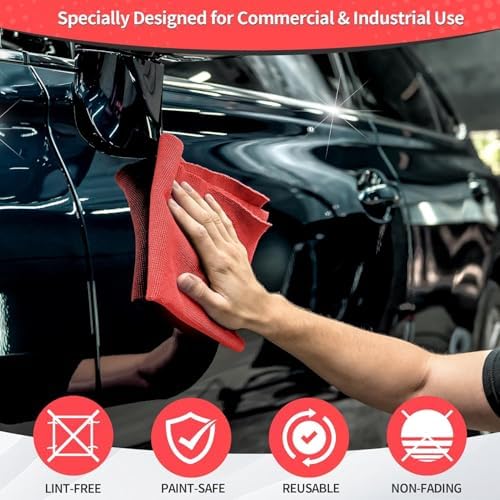 Microfiber Cleaning Cloth, 150 Pack Cleaning Rags Microfiber Towel Bulk Absorbent Lint-Free WashCloths, All-Purpose Towels for Cars, Shop, Automotive, Garage, Home Kitchen 11.5"*11.5", Red - Image 3