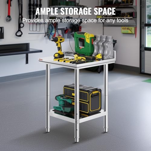 Mophorn Stainless Steel Table Work Table 24 x 24 x 34 Inch Commercial Food Prep Worktable Heavy Duty Prep Worktable Metal Work Table with Adjustable Feet for Restaurant, Home and Hotel - Image 4