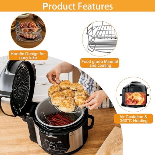 Air Fryer Wire Rack for Ninja Foodi FD401 12 IN 1 OS401 10 IN 1 8 Quart Pressure Cooker, Stainless Steel Air Fryer Replacement Parts Baking Rack Accessories, Dishwasher Safe - Image 4