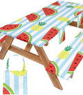 Picnic Table Cover with Bench Covers Waterproof Elastic Rectangle Tablecloth Camper Essentials Supplies Rv Car Travel Gear Must Haves Accessories Fitted Table Cloth Outdoor Road Trip Camping Gifts 6ft by Wrakus