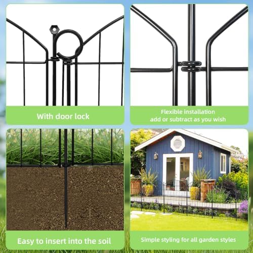 Decorative Garden Fence, 40in (H) x 12ft(L) No Dig Fence with Gate - Image 6