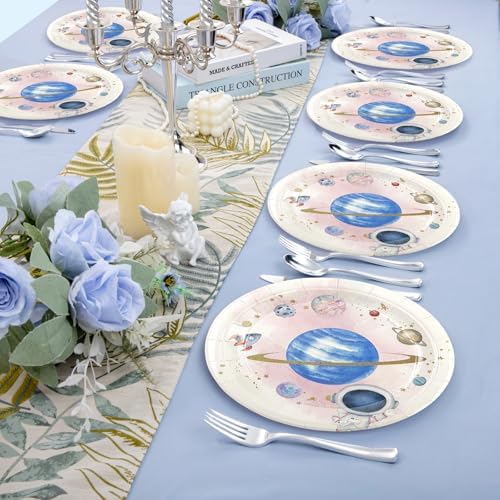 50PCS Space Themed Paper Plates Party Supplies Decorations, 7Inch Outer Space Dessert Plates Disposable Astronaut Planet Cake Plates Tableware Dinner Set for Boys Girls Birthday Baby Shower - Image 5