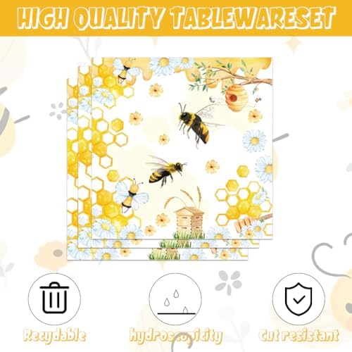 40pcs Bee Themed Birthday Party Decoration, Bumblebee and Honeycomb Plates and Napkins,Suitable for 20 Guests - Image 3