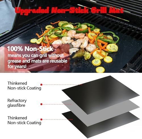 UBeesize 2 Pack 0.4mm Extra Thick 600 Degree Non Stick BBQ Grill Mat - Image 3