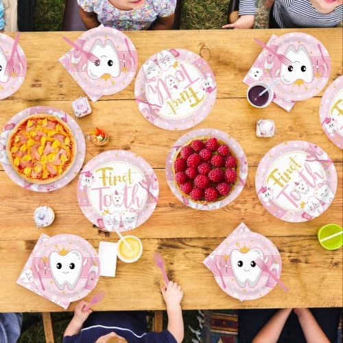 96Pcs First Tooth Themed Party Decoration for Girls, Serves 24 - Image 7