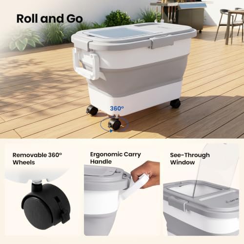 2-Pack Wood Pellet Storage Container 20-25 lbs, Wheeled Bin with Window - Image 5