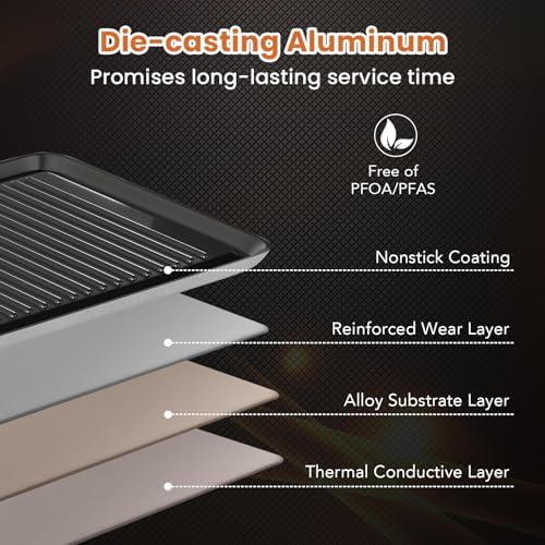 COSTWAY 39.5” Electric Griddle, Large Teppanyaki Grill, 2 Nonstick Surfaces - Image 6