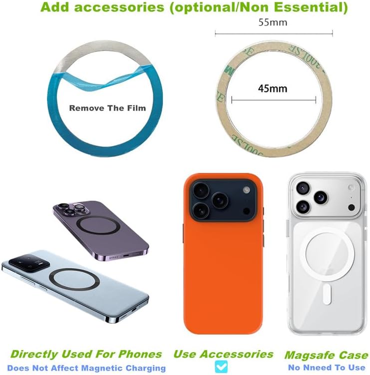 Magnetic Phone Ring for MagSafe Phone Grip - [Super Magnet] Stylish Ring Holder Stand with for iPhone 17 16 15 14 13 12 Pro Max Air, Mag Safe Women Decor Accessories, Glitter Silver 2026 New - Image 2
