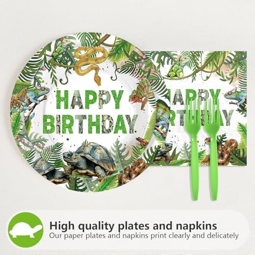 96Pcs Reptile 6th Birthday Tropical Wild Decorations, Serve 24 - Image 2