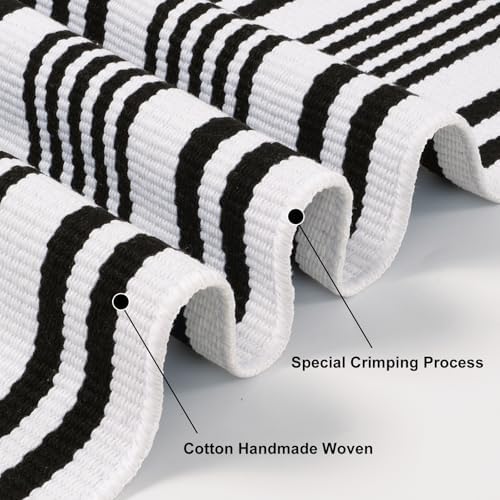 Fall Front Door Mat 2'x4.3', Cotton Washable Striped Outdoor Rug - Image 4