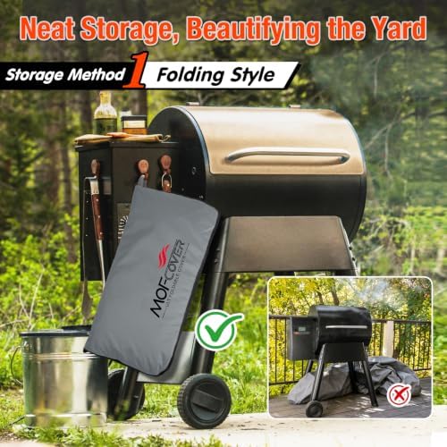 Foldable Grill Cover for Pit Boss 700FB 73700, Waterproof 600D Heavy Duty Wood Pellet Smoker Cover, Fade＆Tear Resistant Pellet Grill Cover for Lexington 500 540,Gray - Image 2