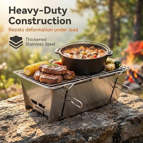 13 x 7 Inches Small Portable Charcoal BBQ Grill with 15 Metal Skewers - Image 4