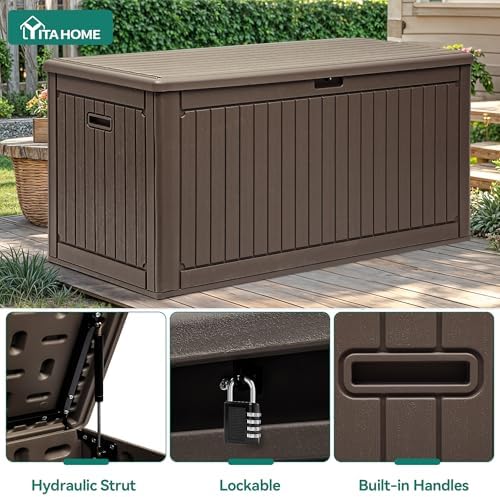 YITAHOME 320 Gallon Double-Wall Deck Box with Divider & Side Handles - Image 4