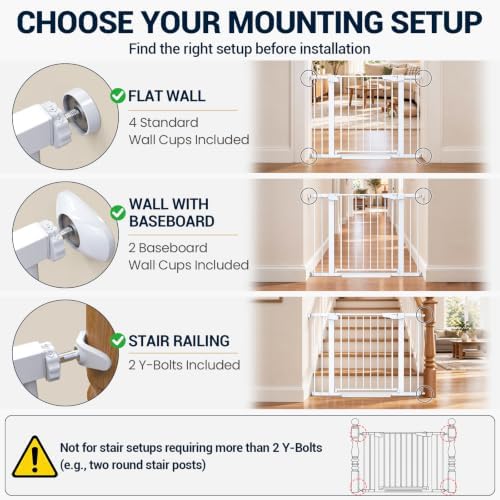 Cumbor 30-43" Baby Gate for Doorways, Auto-Close Dog Gate, No-Drill, White - Image 2