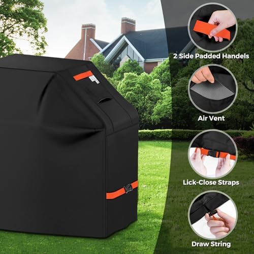 59“ Heavy Duty Outdoor Grill Cover, Universal Fit Waterproof BBQ Grill Protector with Adjustable Straps, Weatherproof Outdoor Gas Cover for All Seasons，Black - Image 6