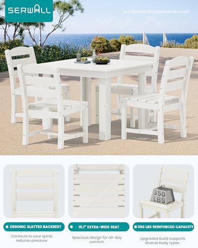 SERWALL HDPE Outdoor Square Dining Set for 4 - Image 4